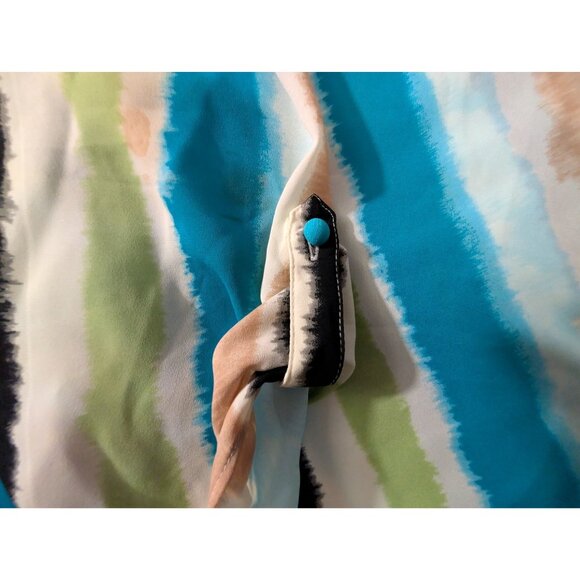 Worthington Womens Plus Size 4X Striped V-Neck Blouse Blue Green Beige Black - Picture 7 of 8